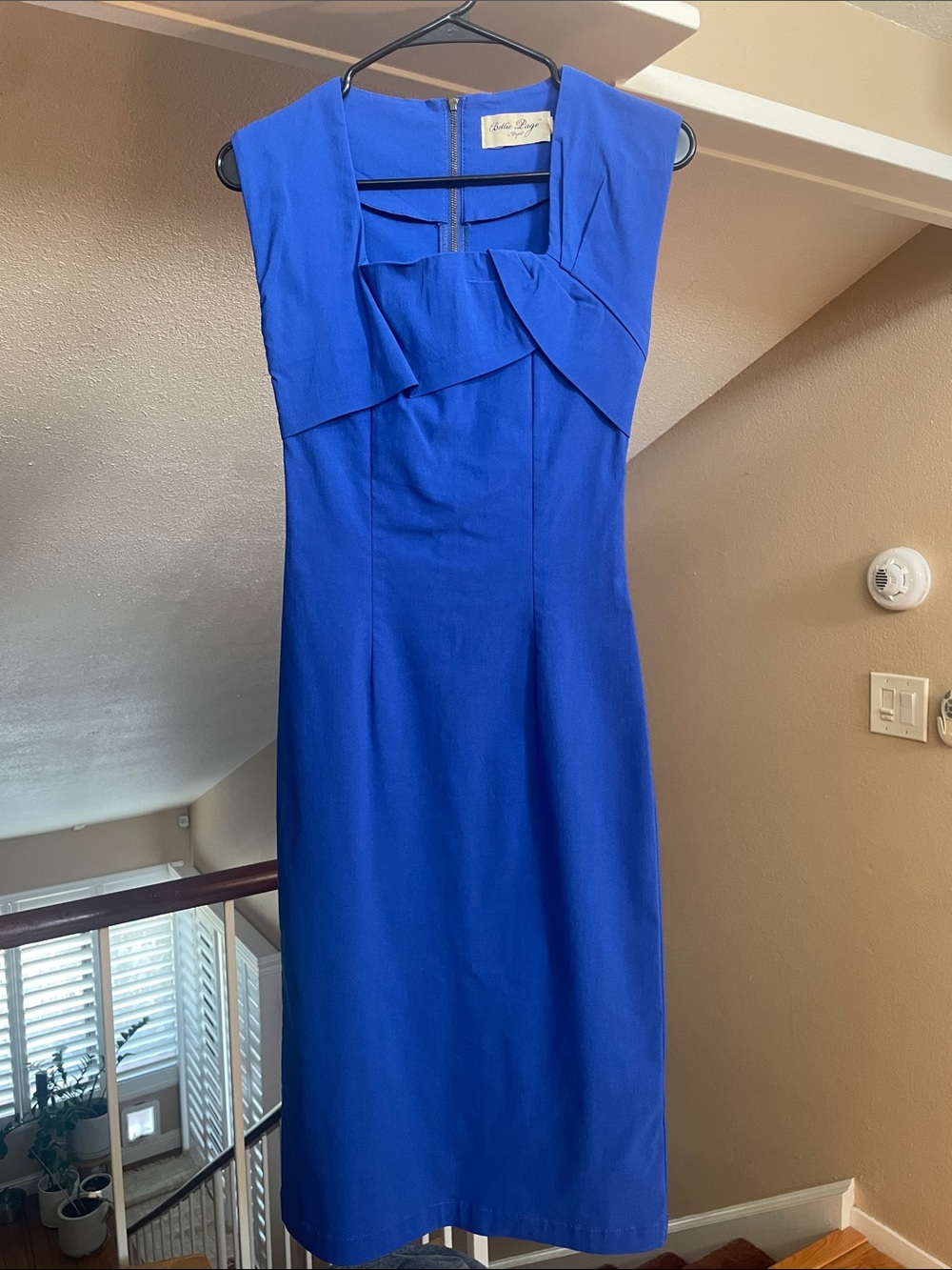 Bettie Page Cobalt Blue Ruffle-Front Midi Dress